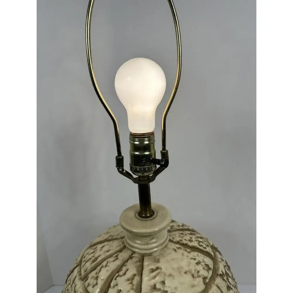 Vintage Brutalist Ceramic Lamp Heavy Faux‎ Stacked Stone Mid Century Modern